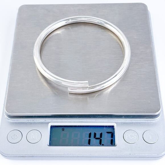 Vintage Sterling Silver 925 Modernist Overlap Bangle Bracelet 7.25" - Picture 7 of 8